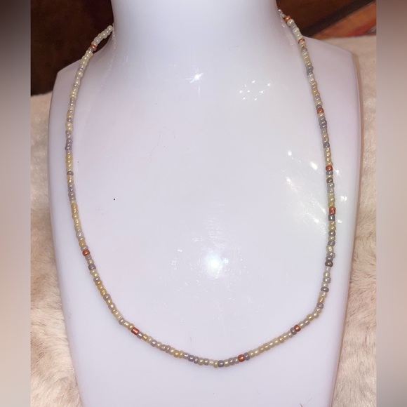 Seed Bead Neutral Tone Necklaces With Silver Tone Cat Charm-3 Piece Group - Picture 3 of 4